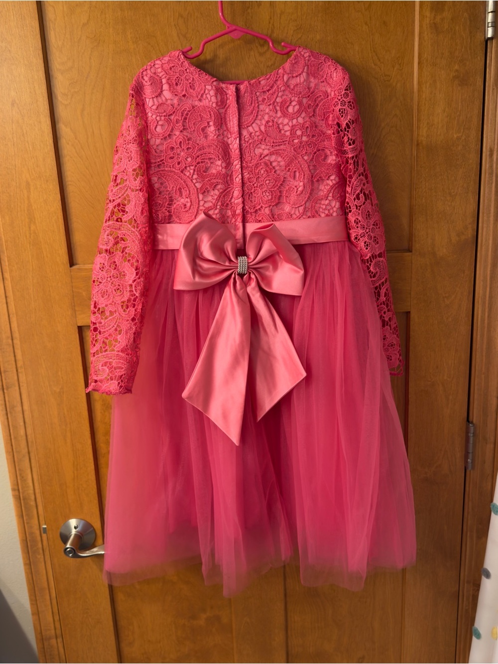Girls' Pink Lace & Tulle Dress with Bow